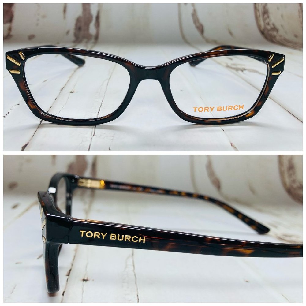 Tory Burch Rectangular Brown Tortoise And Gold Eyeglasses Glasses Frames NWOT